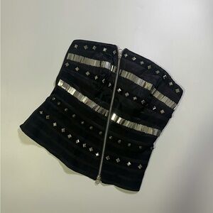 y2k bebe studded strapless corset top
